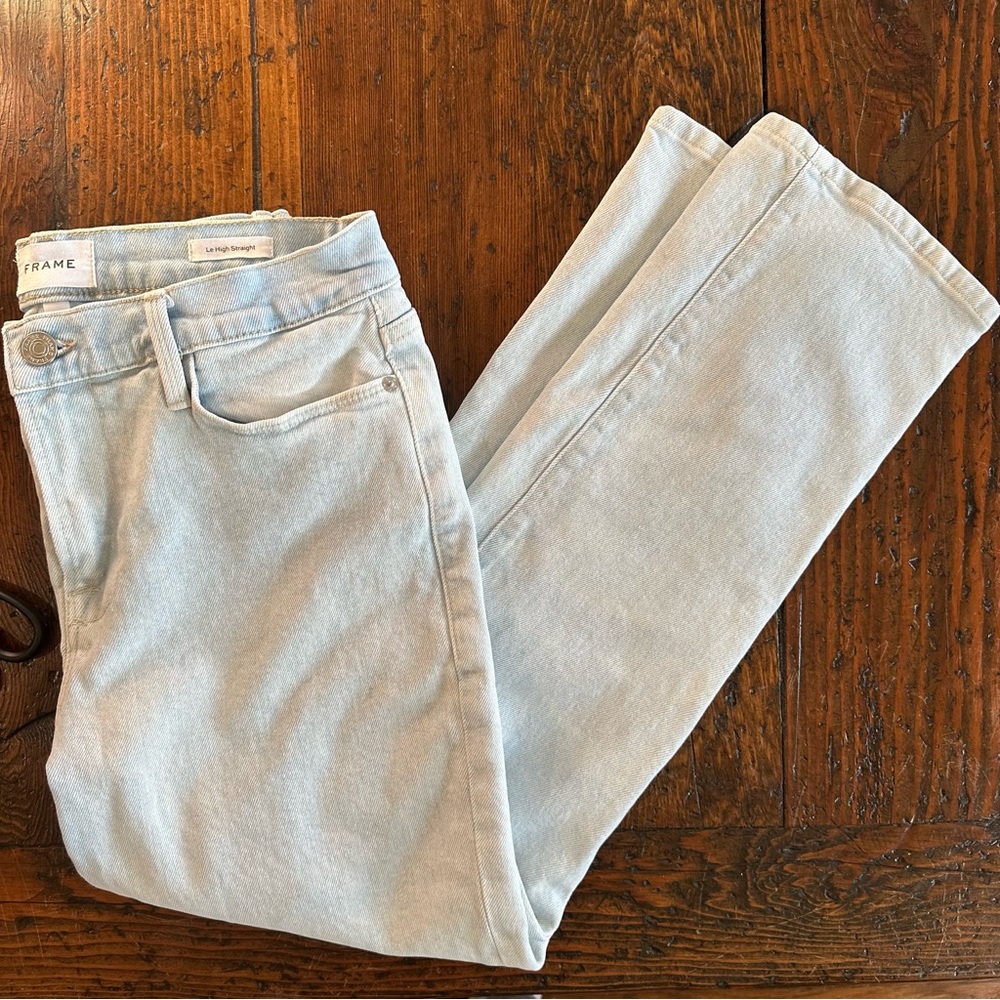 Frame Denim Le Straight High Waist Women's Light Blue Straight Leg Jeans